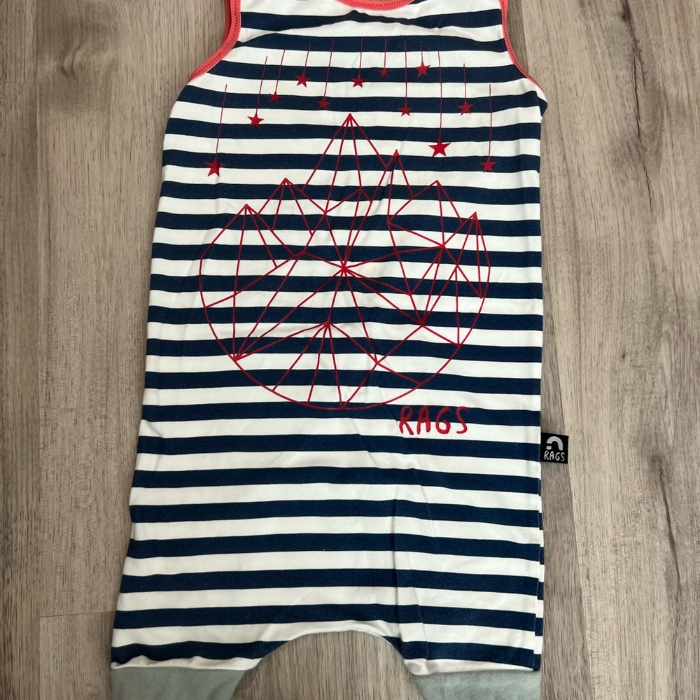 Rags to Raches Navy and White Striped Bodysuit